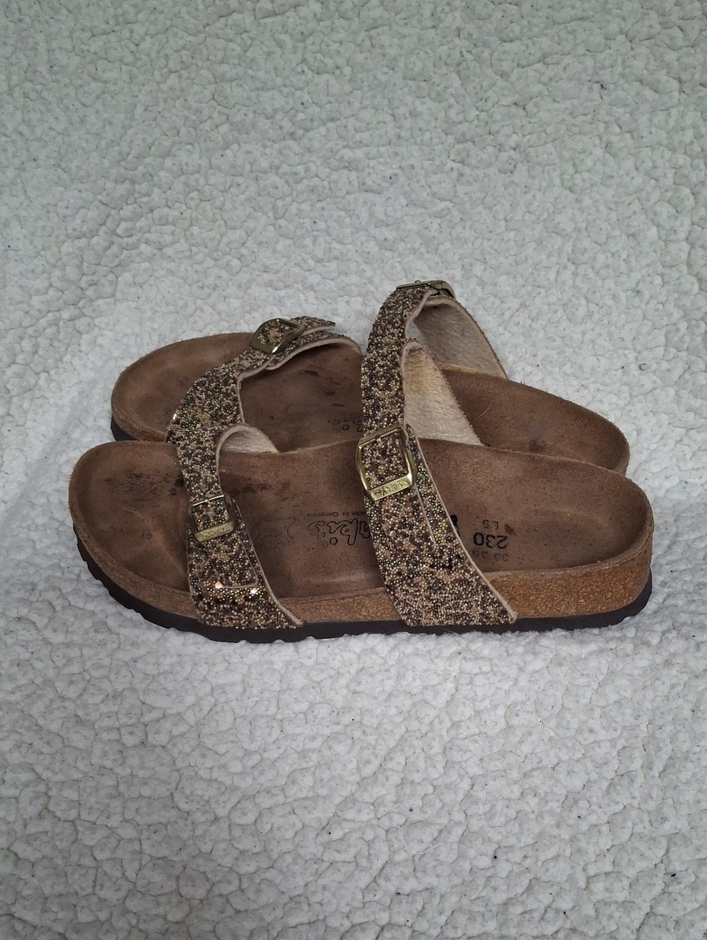 Birkenstock Women's Glitter Double-Strap Sandals in Gold